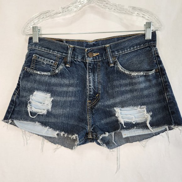 LEVI'S 508 Jeans Shorts High Rise Distressed Size W30 L30 100% Cotton LIKE NEW! - Picture 1 of 16